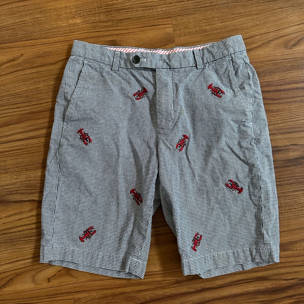Men's navy white Brooks Brothers Checkered Red Lobster Embroidery shorts